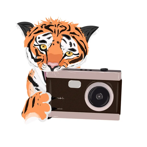 fotoaparat kemiren illüstrasyon kaplanlar.