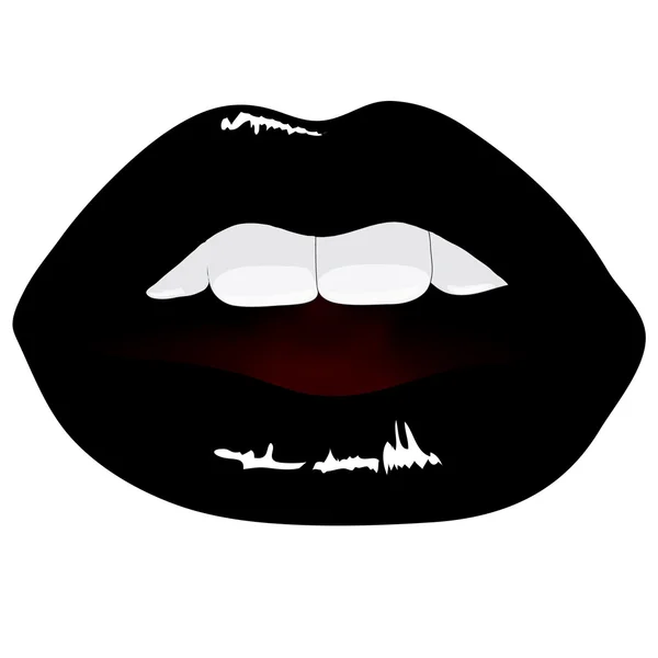 Vector lips in black color — Stock Vector