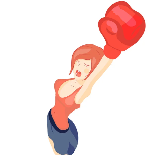 Vector hermosa chica en guantes de boxeo — Vector de stock