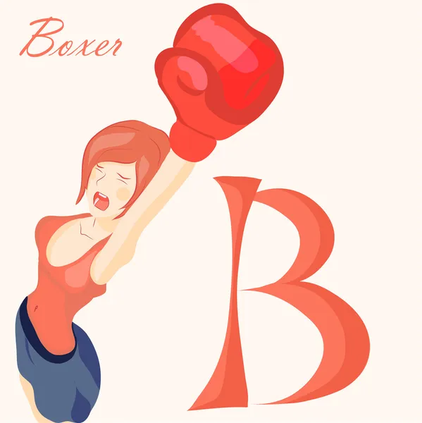 Boks eldivenleri kız güzel vektör. alfabe abc.