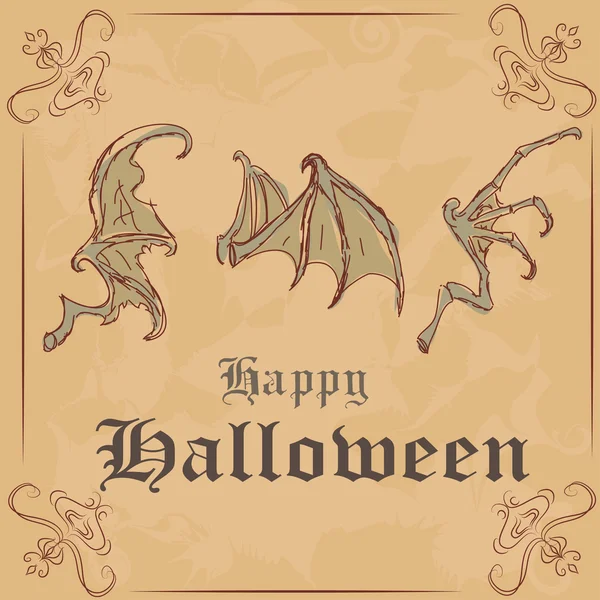vektör çizim. üç farklı kanat iskeletler. Cadılar Bayramınız Kutlu Olsun