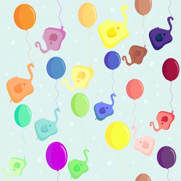 在一个气球飞的大象 — 图库矢量图片