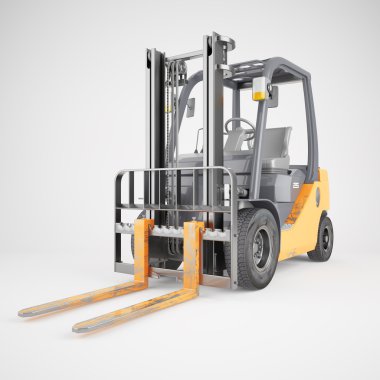 beyaz zemin üzerine forklift kamyon