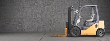 Endüstriyel kirli duvar zemin üzerine forklift kamyon