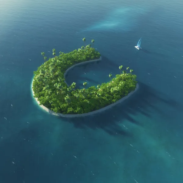 Островной алфавит. Райский тропический остров в форме буквы С — стоковое фото