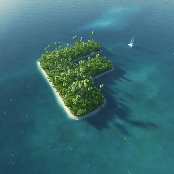 Alfabeto da ilha. Paraíso ilha tropical na forma de letra F — Fotografia de Stock