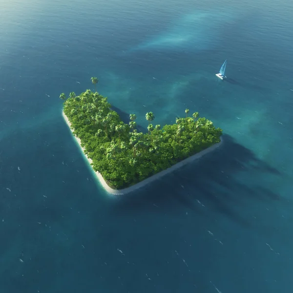Ada alfabe. l harfi şeklinde cennet tropikal Adası — Stok fotoğraf