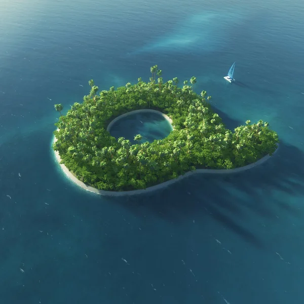 島のアルファベット。手紙 q の形で楽園熱帯の島 — ストック写真
