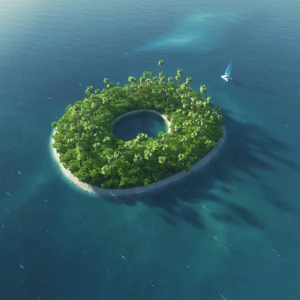 Alphabet de l'île. Paradis île tropicale sous forme de lettre O — Photo