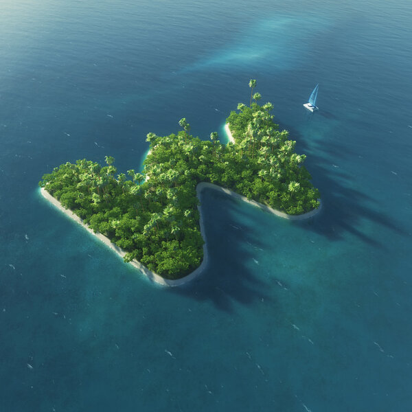 Островной алфавит. Остров Парадизе в виде буквы W
