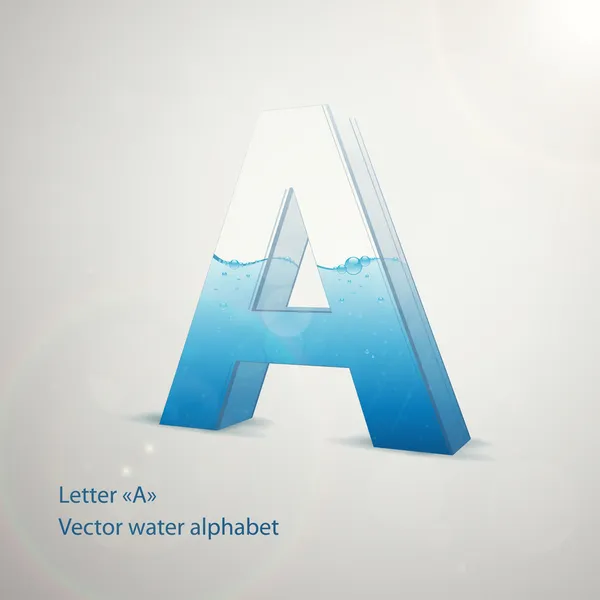 Water alfabet op grijze achtergrond. vector. brief een — Stockvector