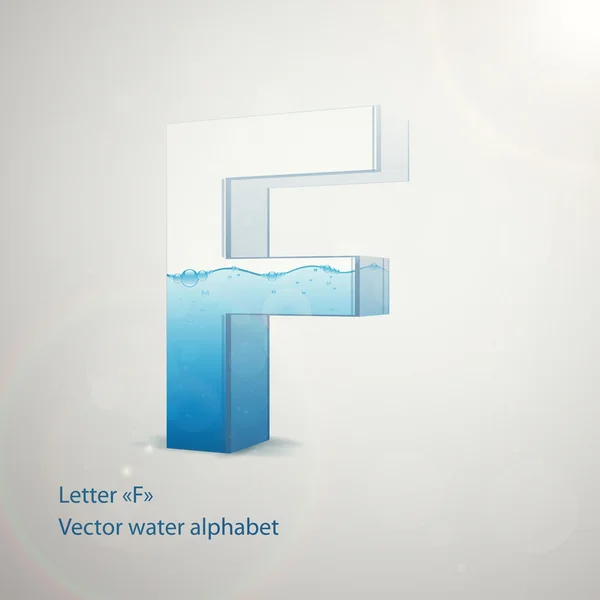 Alphabet d'eau sur fond gris. Vecteur. Lettre F — Image vectorielle