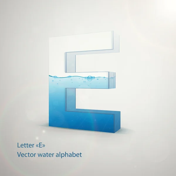 Alphabet d'eau sur fond gris. Vecteur. Lettre E — Image vectorielle