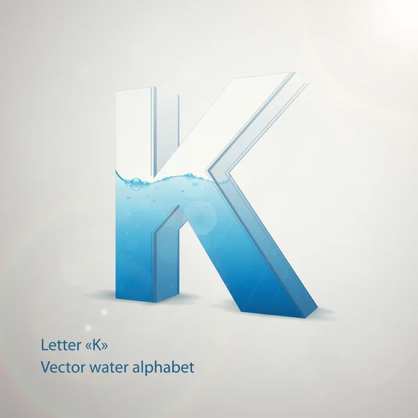 Alphabet d'eau sur fond gris. Vecteur. Lettre K — Image vectorielle