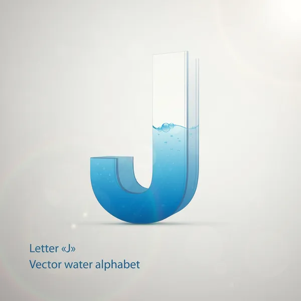 Alphabet d'eau sur fond gris. Vecteur. Lettre J — Image vectorielle
