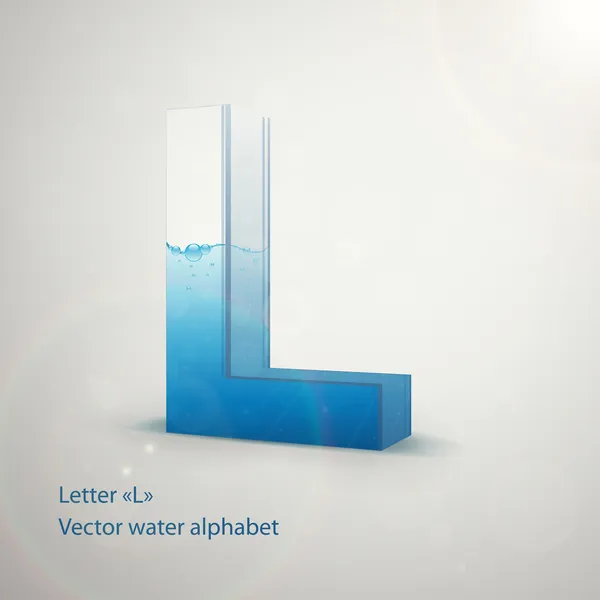 Alphabet d'eau sur fond gris. Vecteur. Lettre L — Image vectorielle