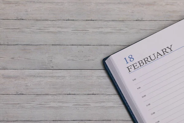 Exact date in the new diary. Important event and note space for February 18.