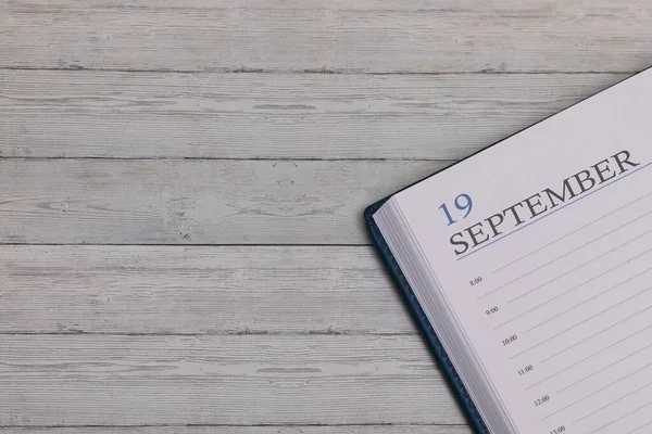 Exacte Datum Het Nieuwe Dagboek Belangrijke Gebeurtenis Notenruimte Voor September Stockfoto