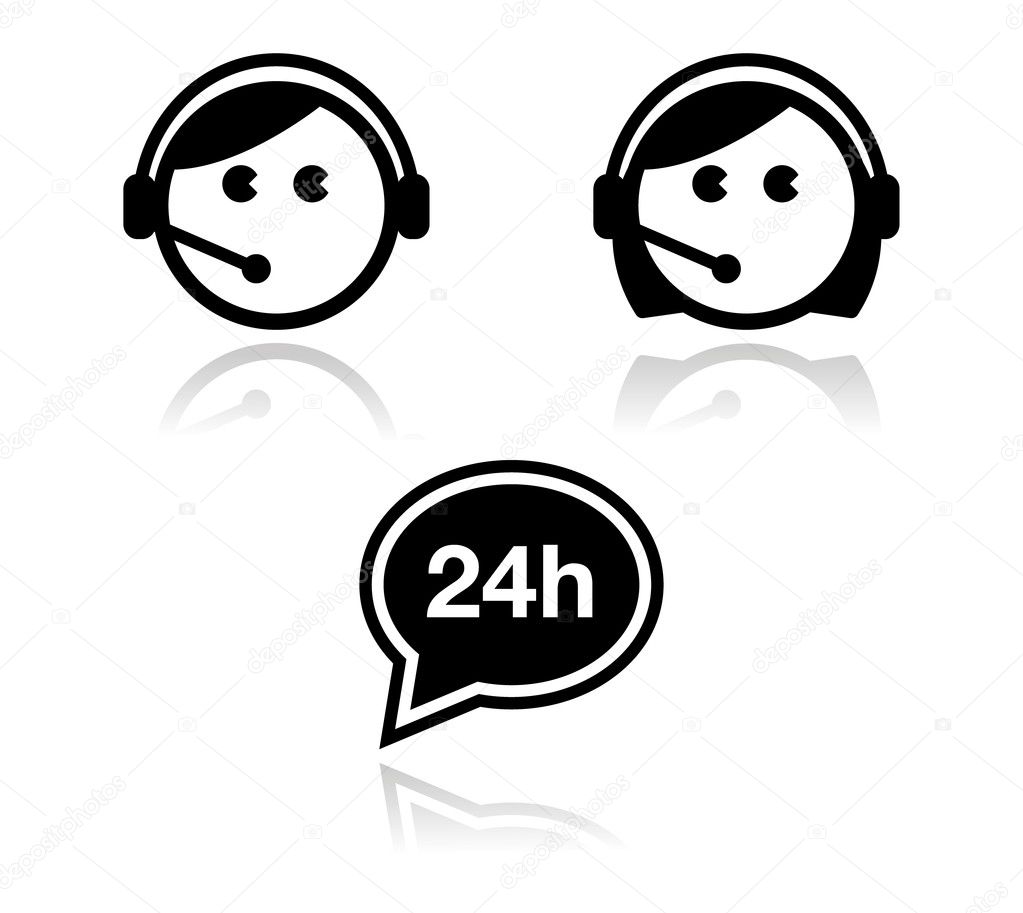 Customer service icons set - call center agents