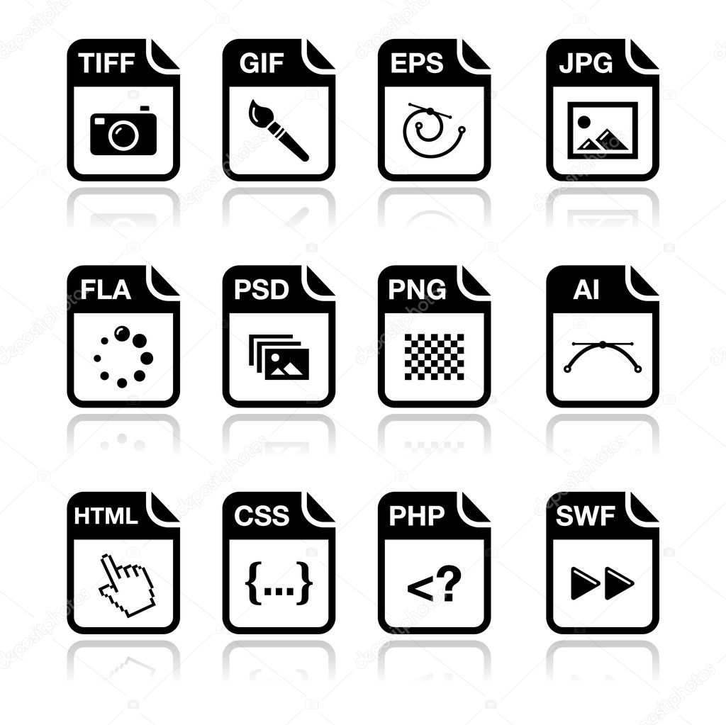 File type black icons - graphic and web design, web development