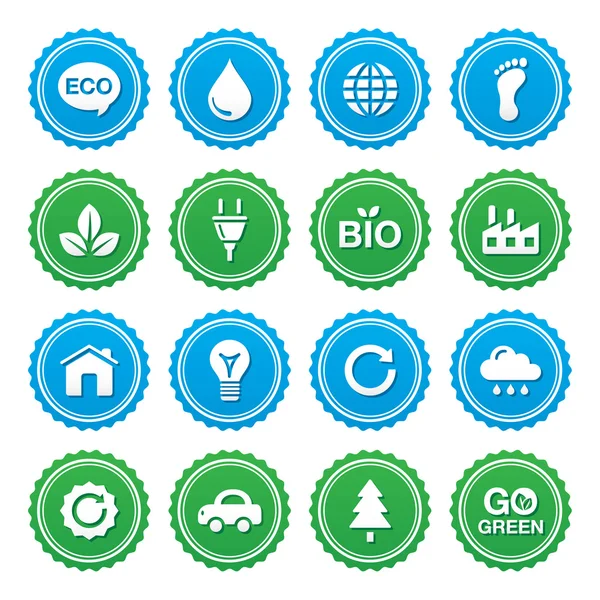 Eko yeşil etiket koymak - ekoloji, recyling, eco güç kavramı — Stok Vektör