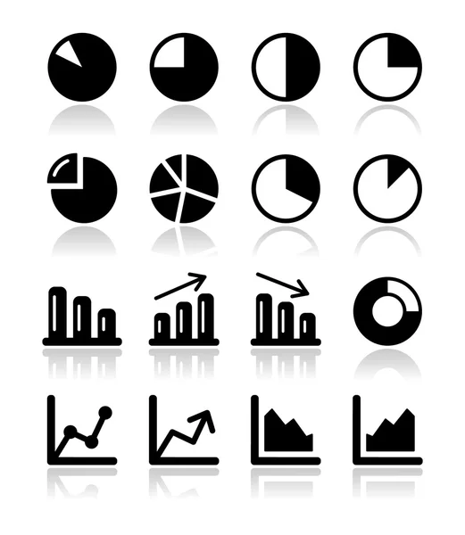 Diagramm schwarze Symbole für Infografiken gesetzt — Stockvektor