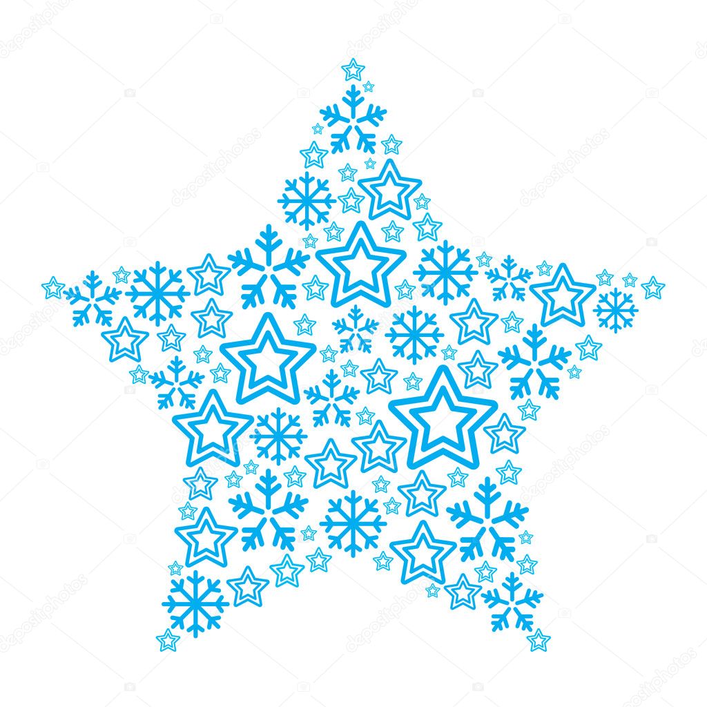 Christmas star made of star and snowflakes icons