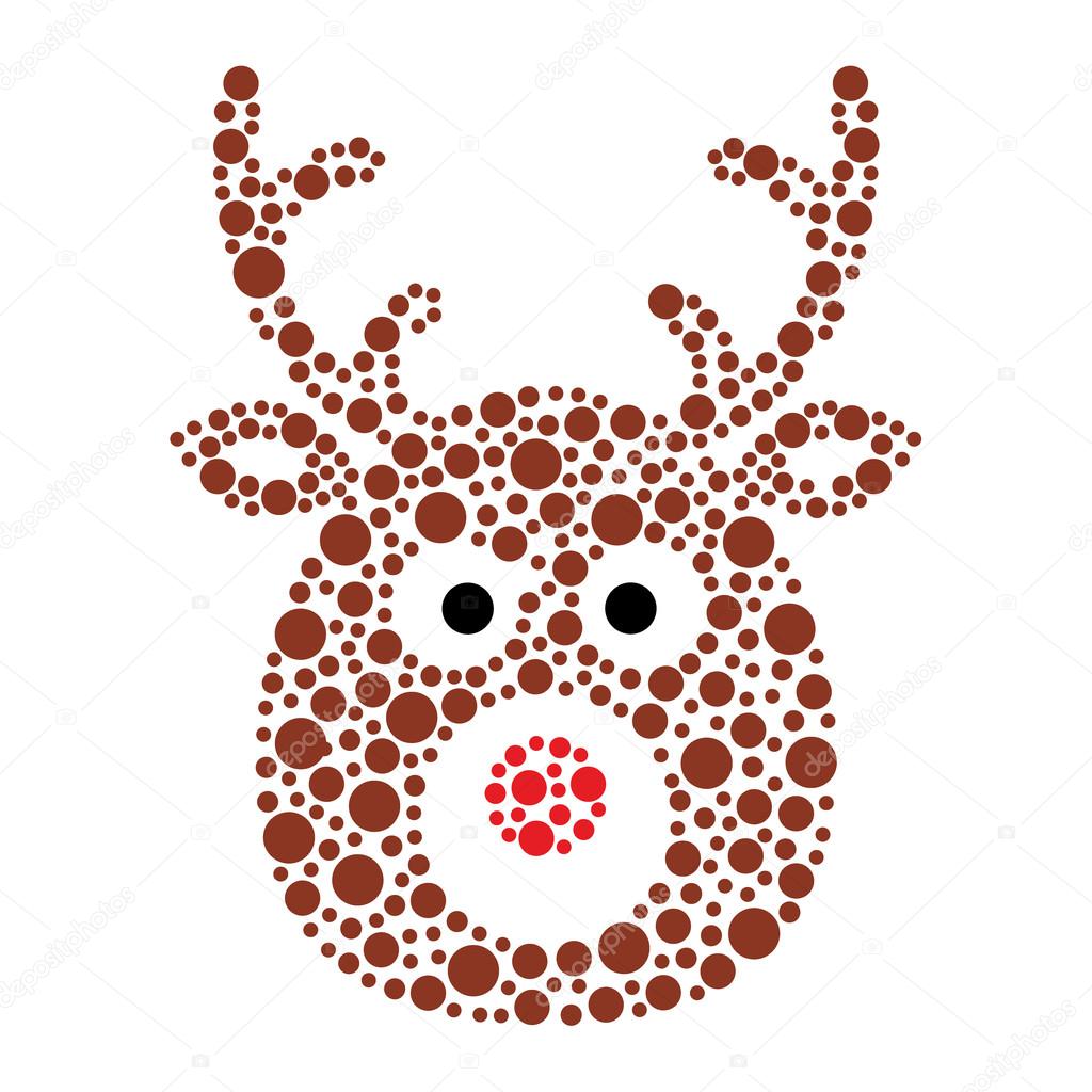 Christmas reindeer rudolf icon made of circles