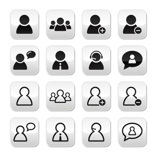Пользователи аватаров кнопки набора - бизнесмен, обслуживание клиентов, офисный персонал — стоковый вектор