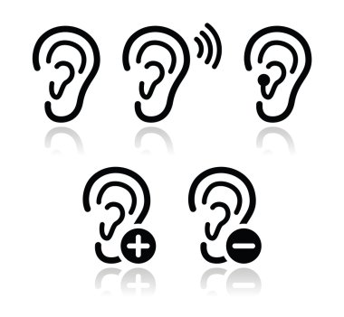kulak işitme cihazı sağır sorun Icons set