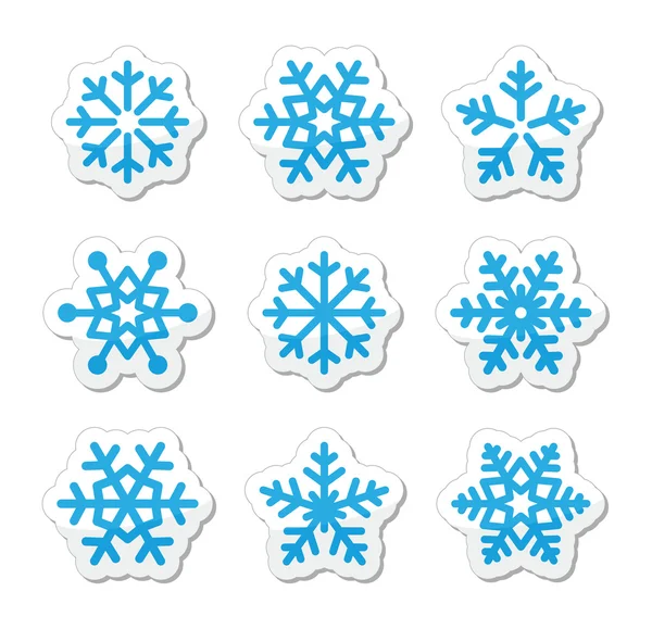 Navidad copos de nieve iconos conjunto — Vector de stock