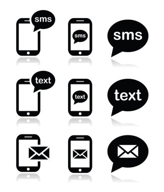 Mobil sms metin mesajı mail simgeler kümesi