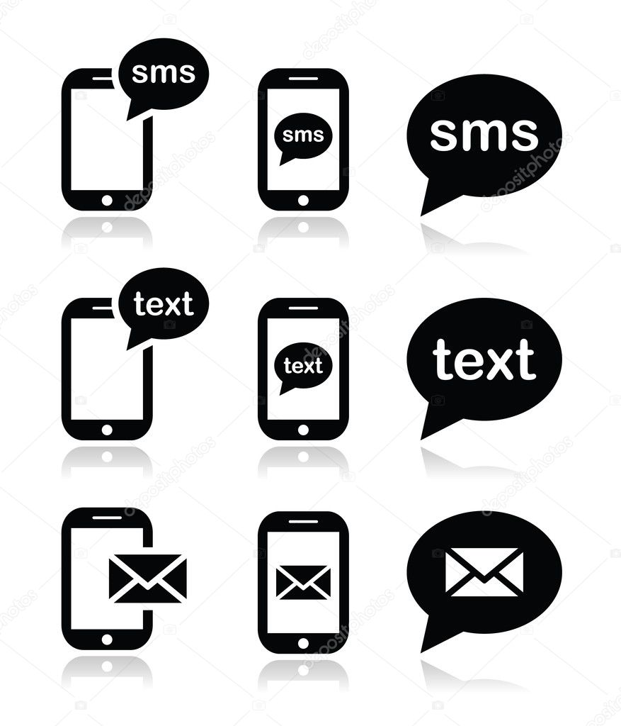 Mobile sms text message mail icons set