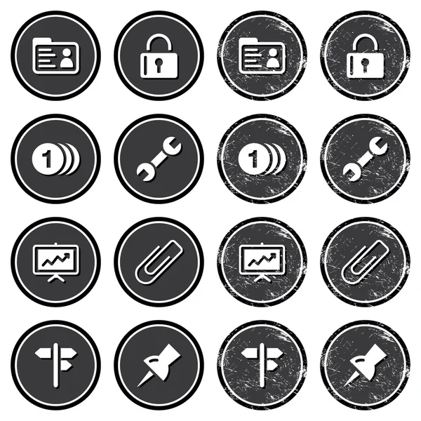 Sitio web iconos de navegación en etiquetas retro conjunto — Vector de stock