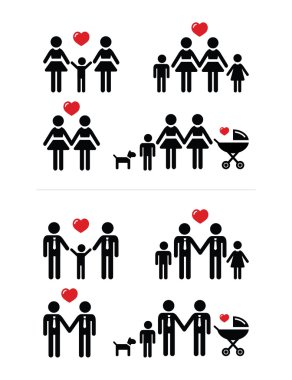 gay, lezbiyen çiftler ve Aile çocuk simgeleri ile ayarla