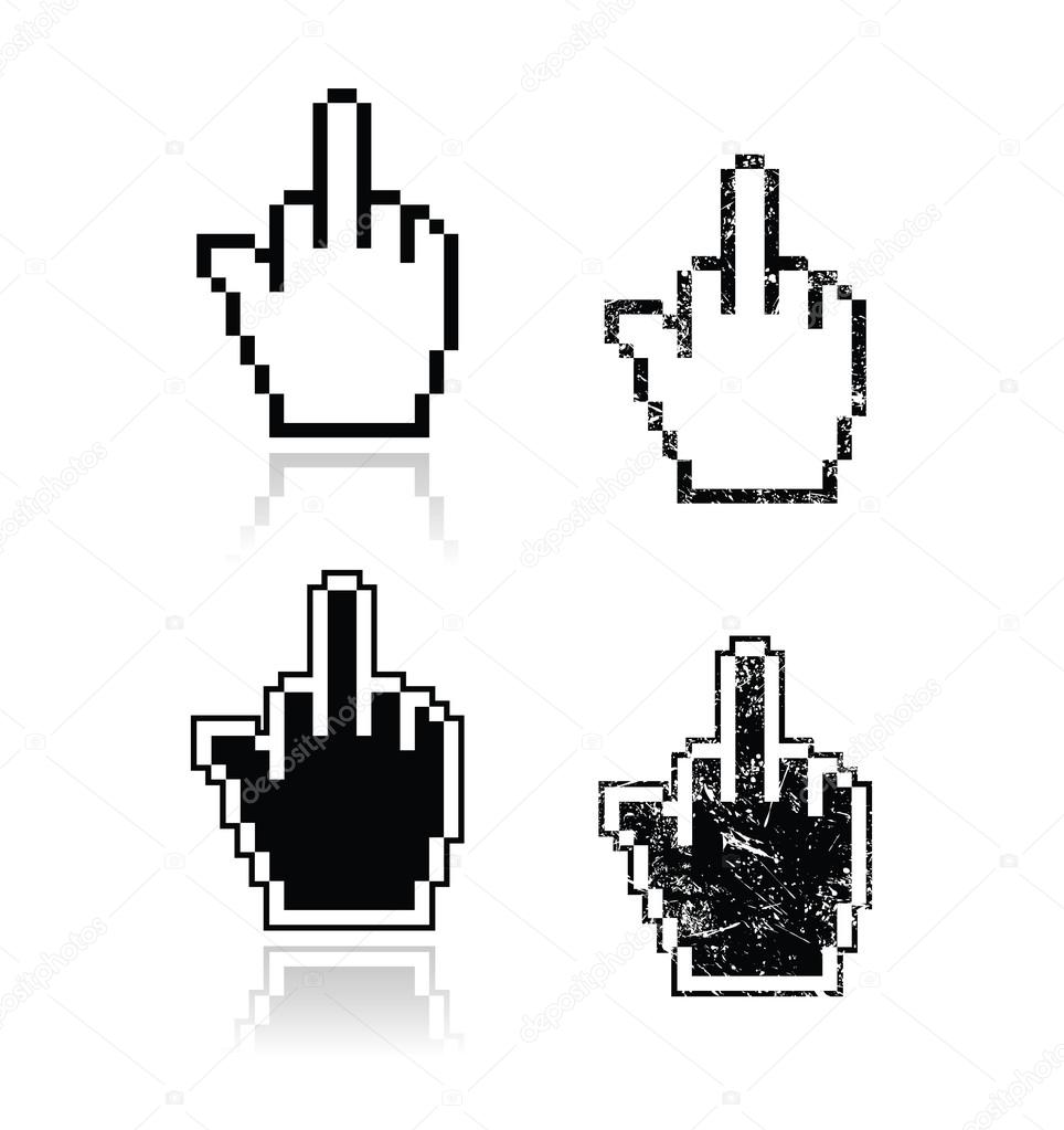 Pixelated cursor hand middle finger