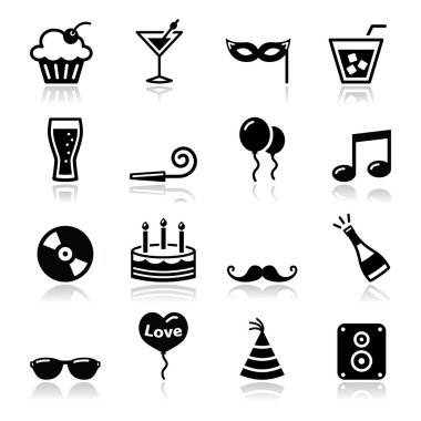 Parti Icons set - doğum günü, yılbaşı, yılbaşı