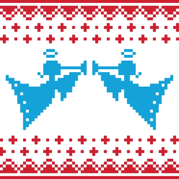 Kötött karácsonyi vektor szögek kártya a varratmentes háttérben — Stock Vector