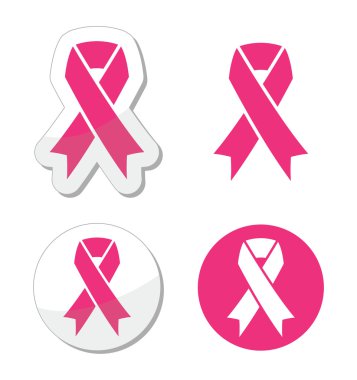 Vector set of pink ribbons symbols for breast cancer awareness clipart