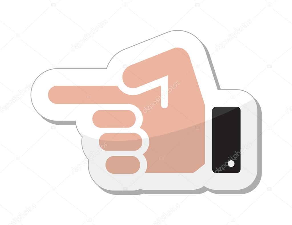 Pointing hand vector icon as label