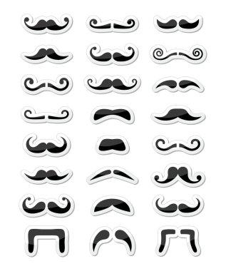 Moustache / mustache icons isolated set as labels vector