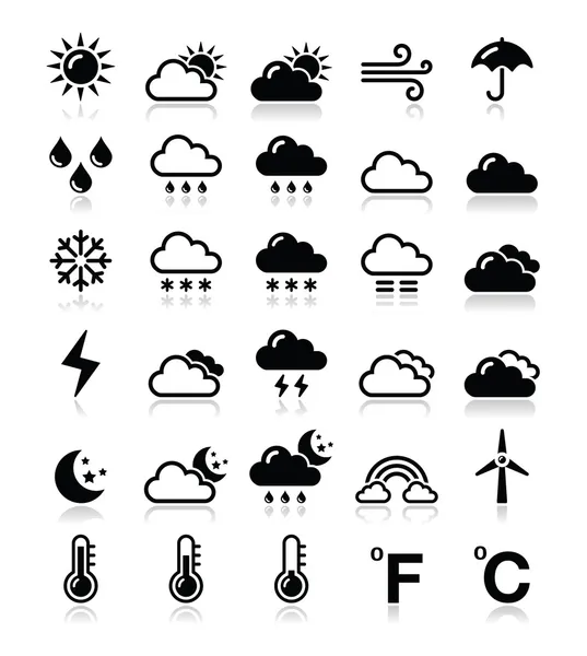 Wetter-Symbole gesetzt - Vektor — Stockvektor