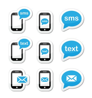 Mobil sms metin mesajı mail simgeler etiketleri olarak ayarla