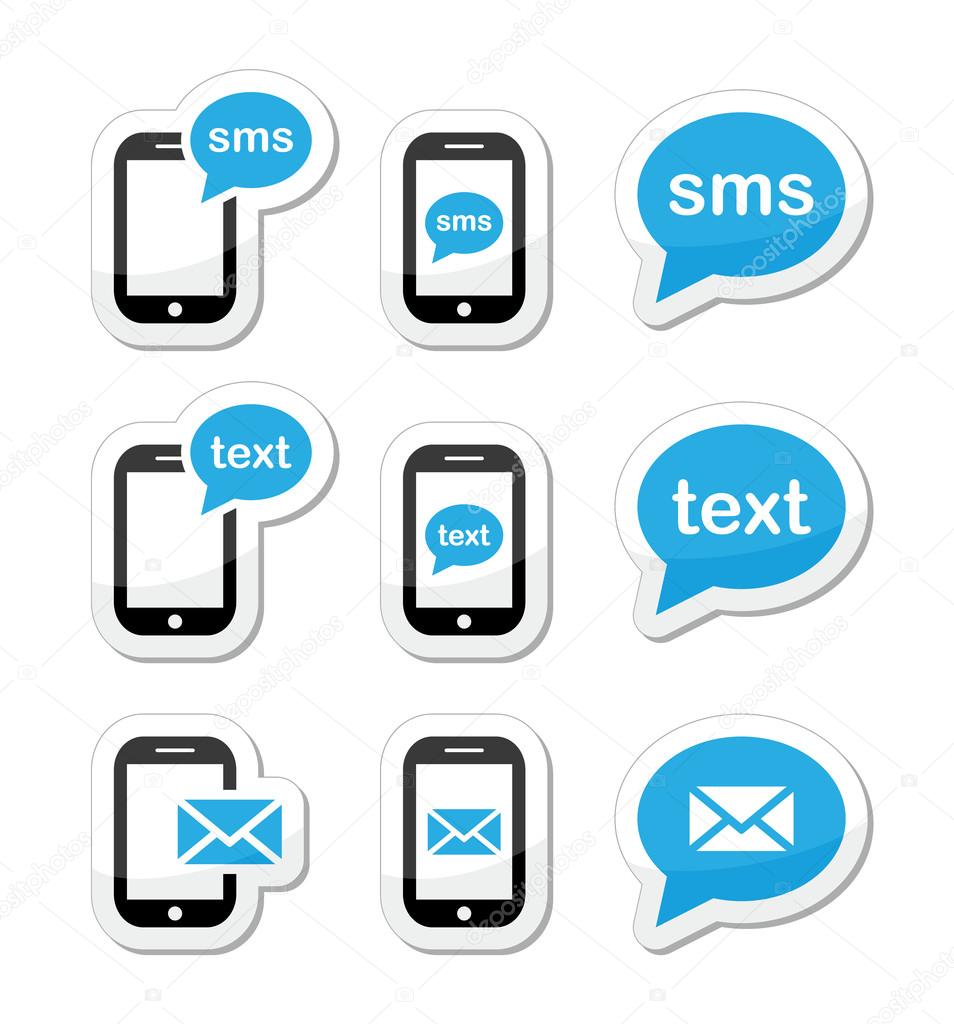 Mobile sms text message mail icons set as labels