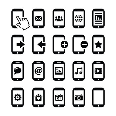 hareket eden ya da cep telefonu, akıllı telefon, iletişim Icons set