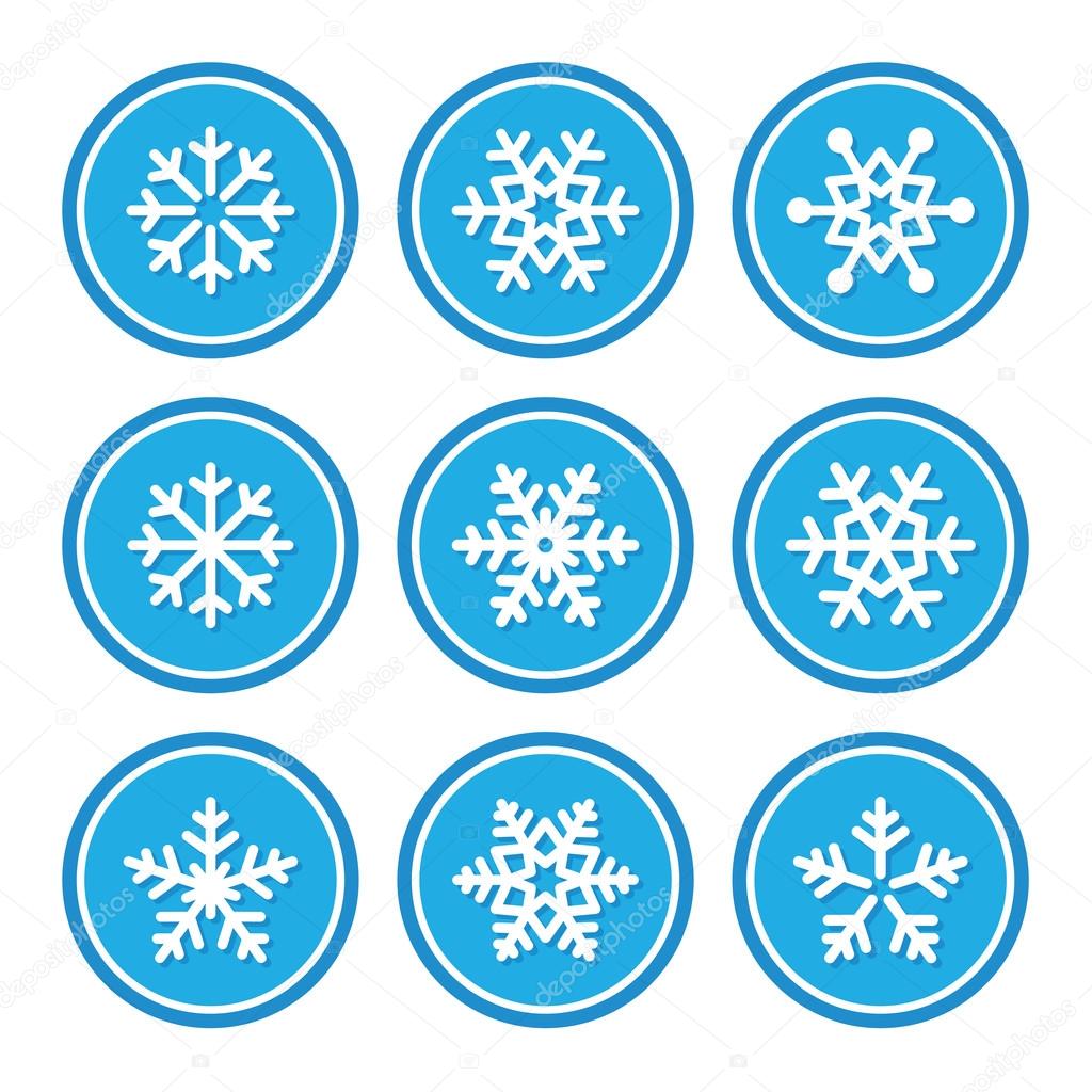 Snowflakes icons as retro labels