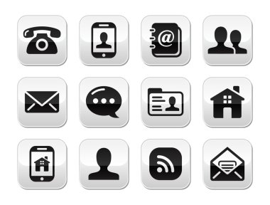 siyah düğmeleri ayarlamak - mobil iletişim, telefon, e-posta, zarf