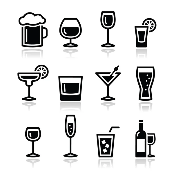 Iszik alkoholt italok ikonok beállítása Stock Illusztrációk