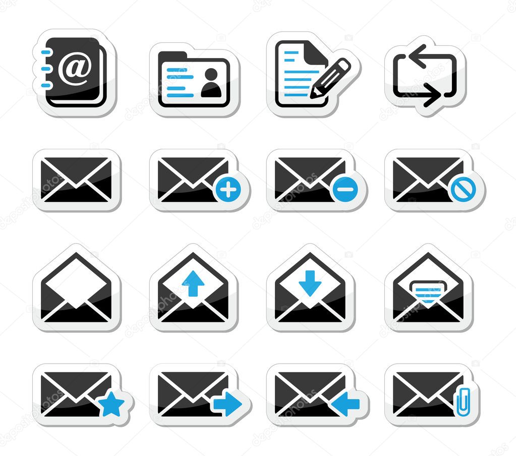 Email vector icons set as labels Stock Vector by ©RedKoala 16020195
