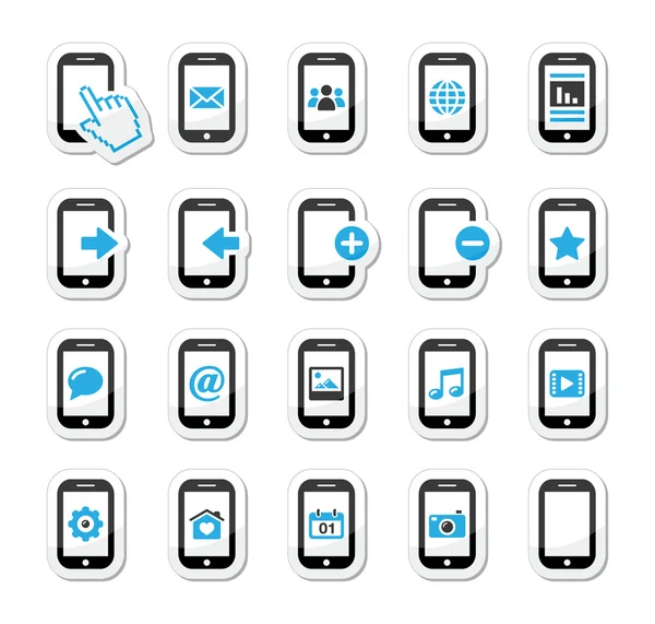 Conjunto de iconos de teléfono inteligente / móvil o teléfono celular — Vector de stock